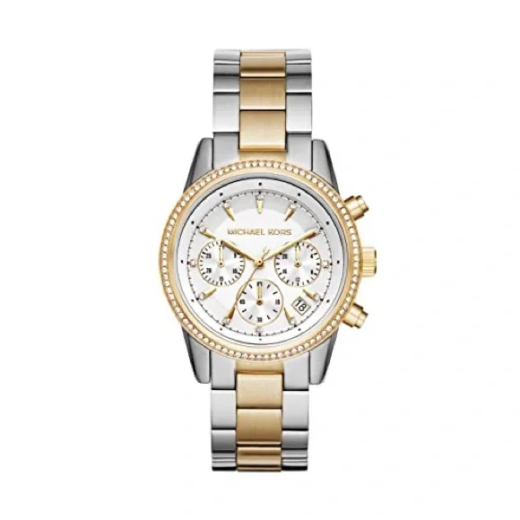 Michael Kors Ritz Silver and Gold tone wrist watch Michael Kors Ritz Chronograph White Dial Two Tone Steel  main image 3